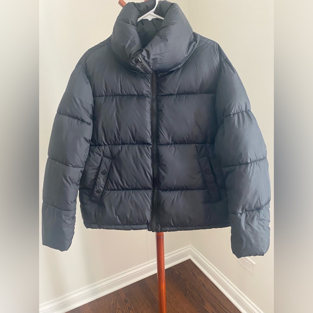 Hudson Black Puffer Jacket with Hood oversized